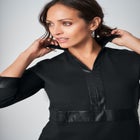 Faux Leather Trim Dress image number null