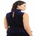 Velvet Mock Neck Peplum Top image number null