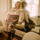 Sequined Mesh Column Midi Skirt image number null