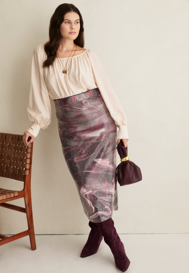 Boat Neck Balloon-Sleeve Blouse image number 2