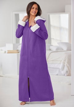 Sherpa-Lined Long Hooded Robe