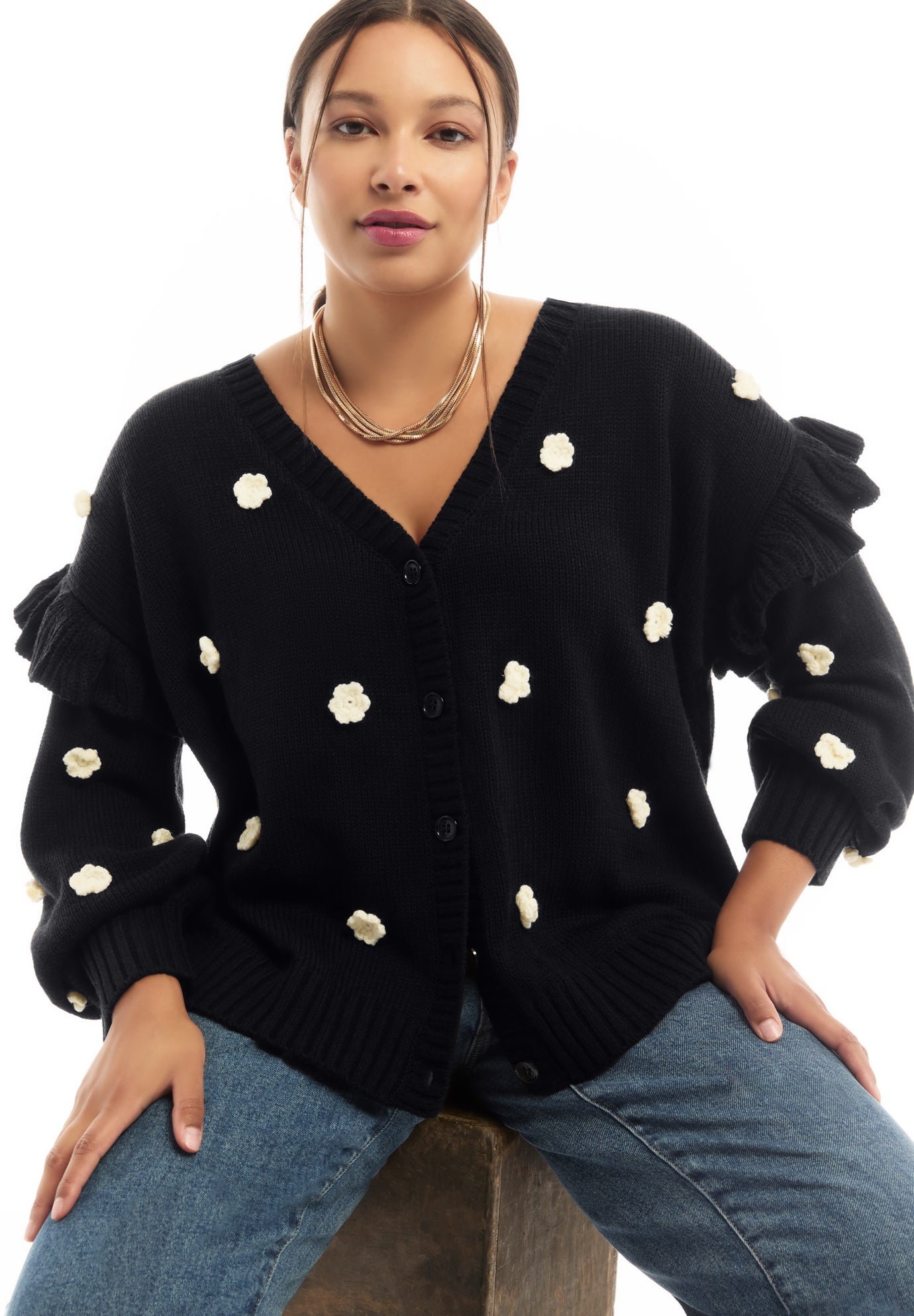 Ruffle-Sleeve Cardigan image number 2