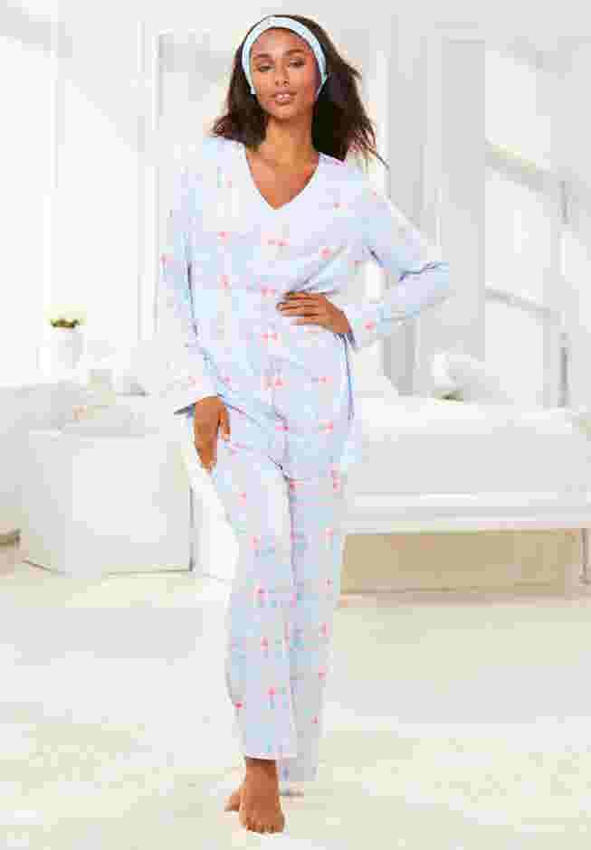 Dreams & Co.® V-Neck Pajama & Headband Set image number 3