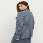 Wide Ribbed Turtleneck Pullover with Hi-Low Hem image number 1