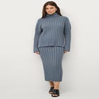 Wide Ribbed Turtleneck Pullover with Hi-Low Hem image number 0