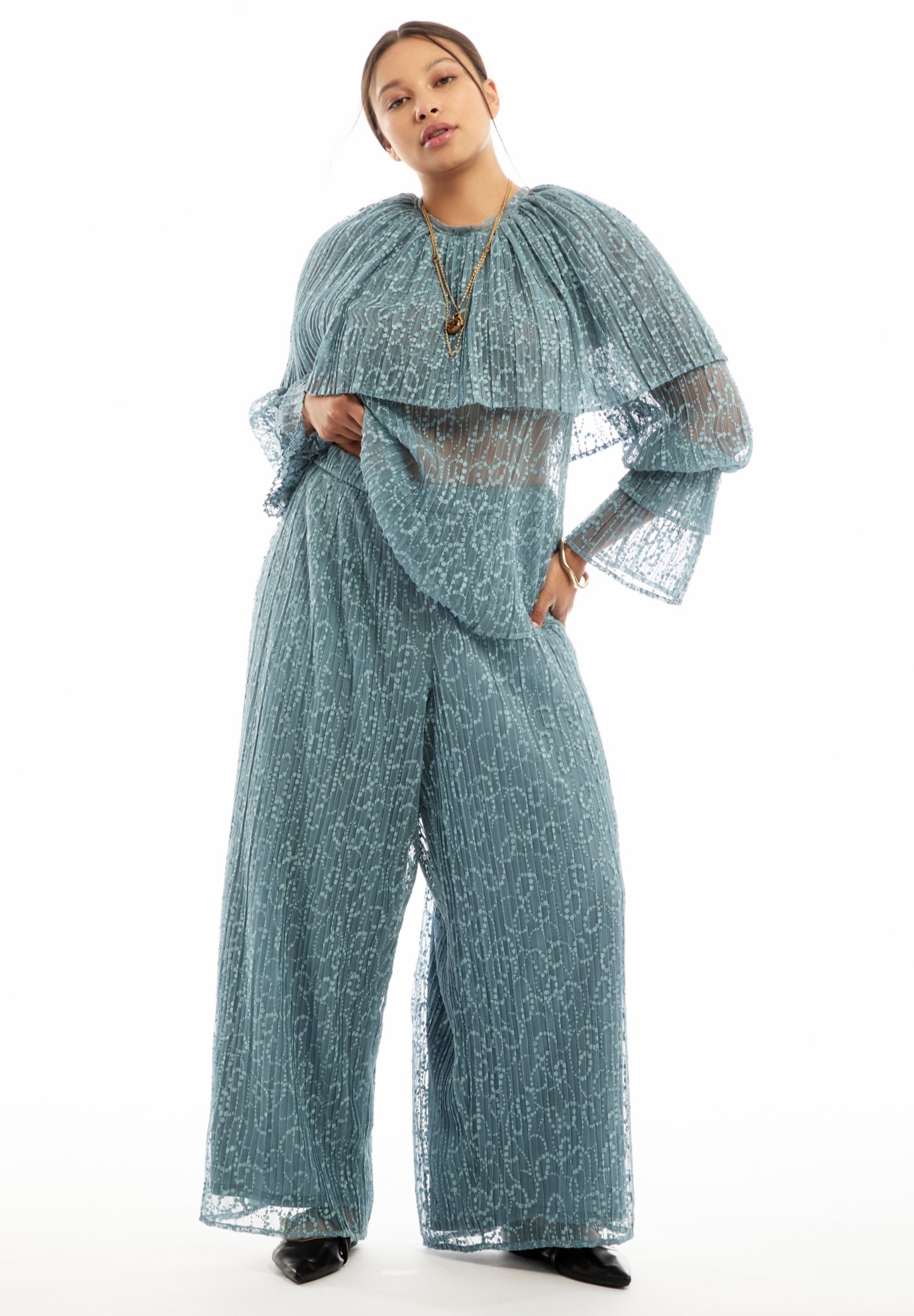 Lace Wide-Leg Pants image number 0