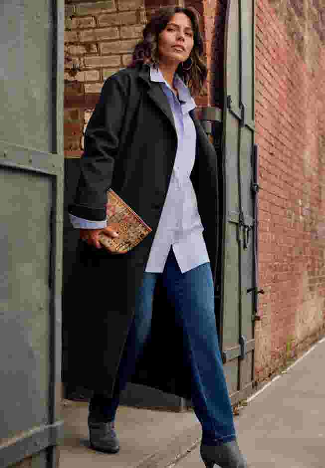 Funnel Neck Long Coat image number 1