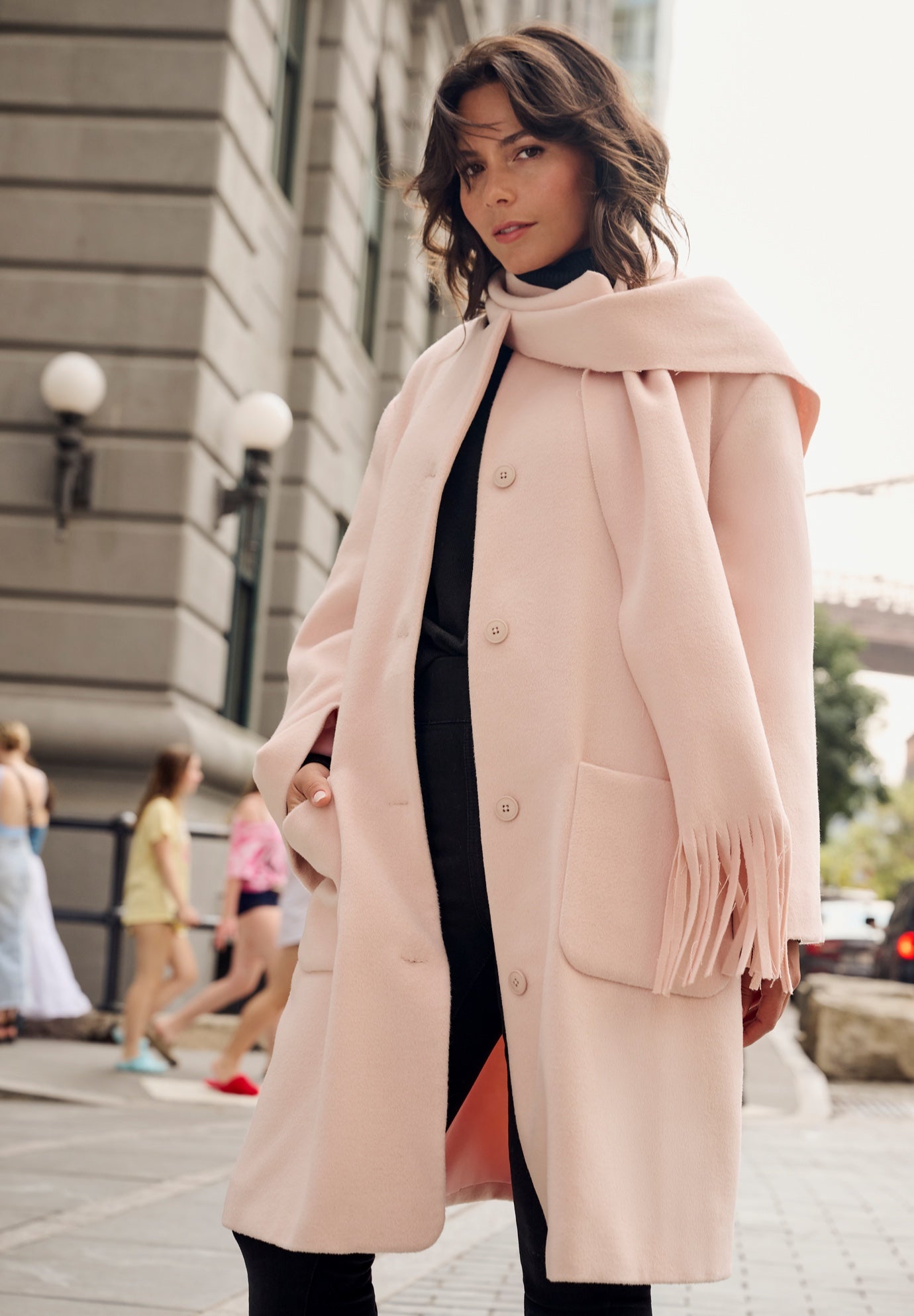 Detachable Fringe Scarf Coat image number 0