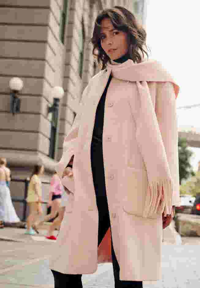 Detachable Fringe Scarf Coat image number 1