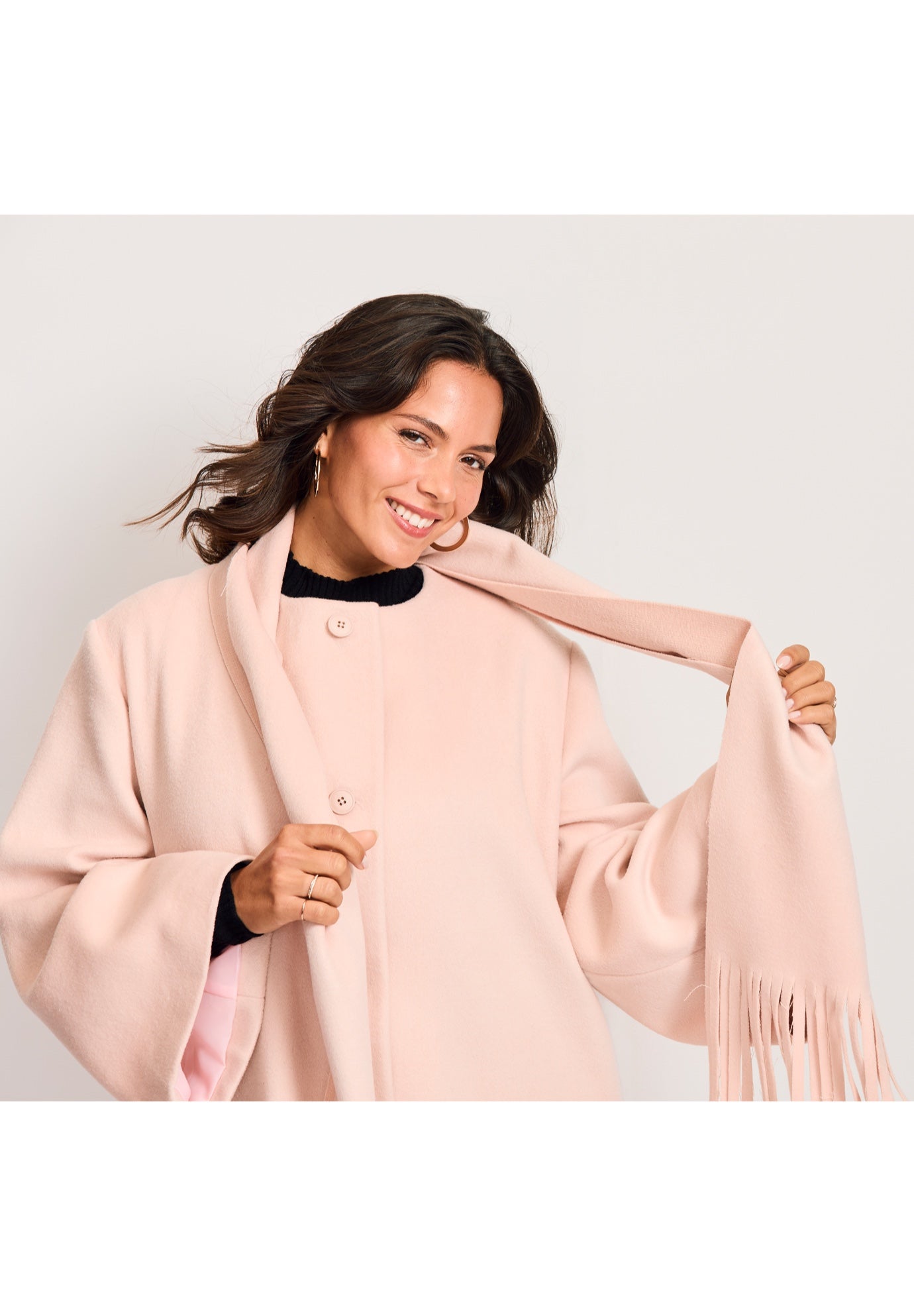 Detachable Fringe Scarf Coat image number 3