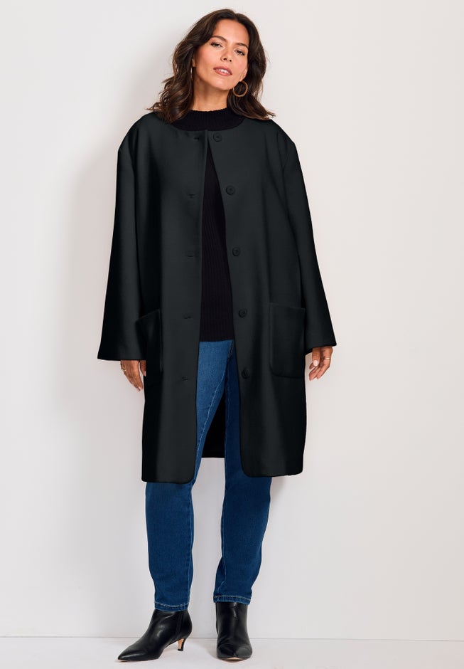 Detachable Fringe Scarf Coat image number 3