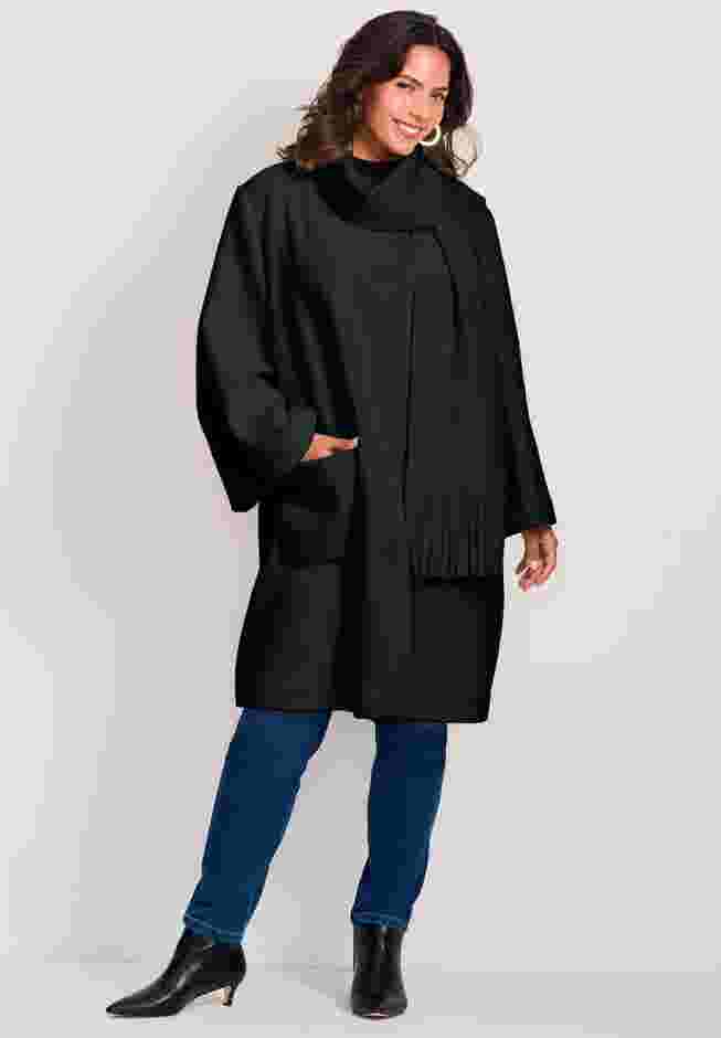 Detachable Fringe Scarf Coat image number 0