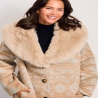 Faux Fur Trim Coat image number null