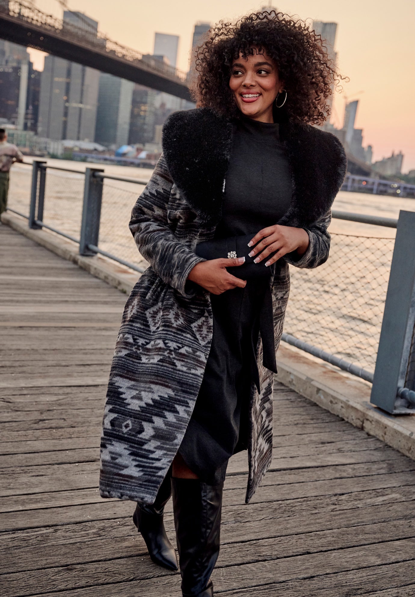 Faux Fur Trim Coat image number 0