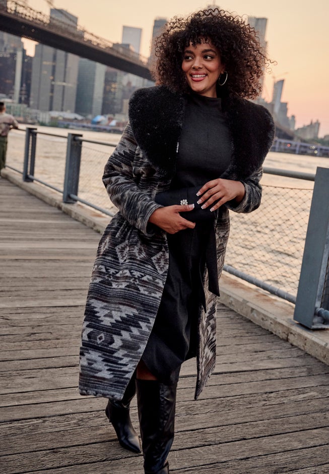 Faux Fur Trim Coat image number 1