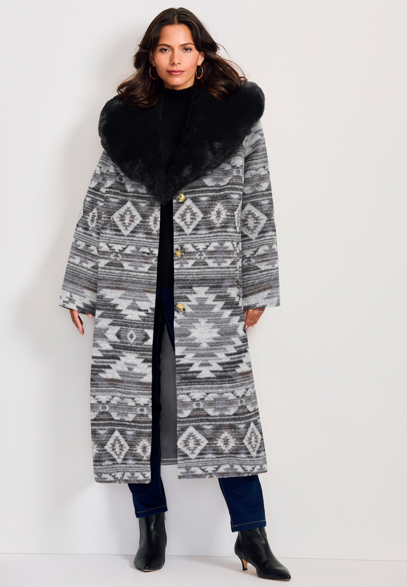 Faux Fur Trim Coat image number 1