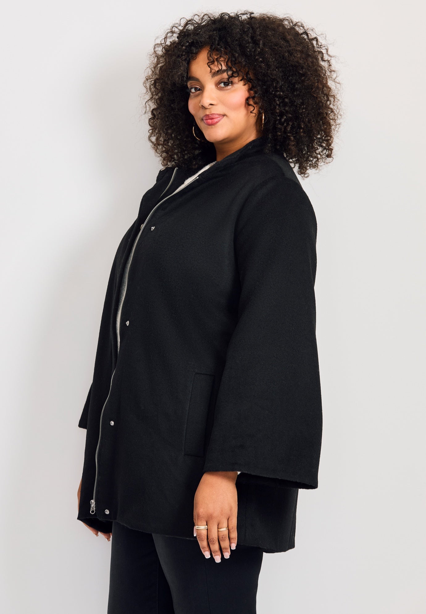 Brushed Wool Cape Coat image number 3