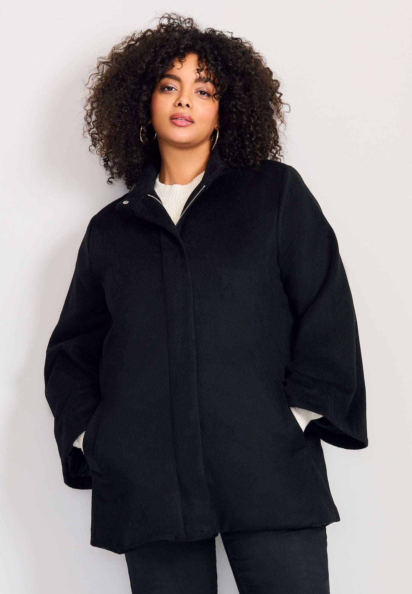 Brushed Wool Cape Coat image number 1