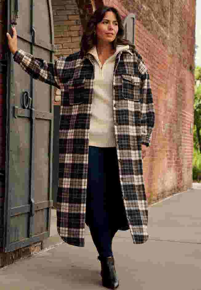 Brushed Long Shirt Jacket image number 1