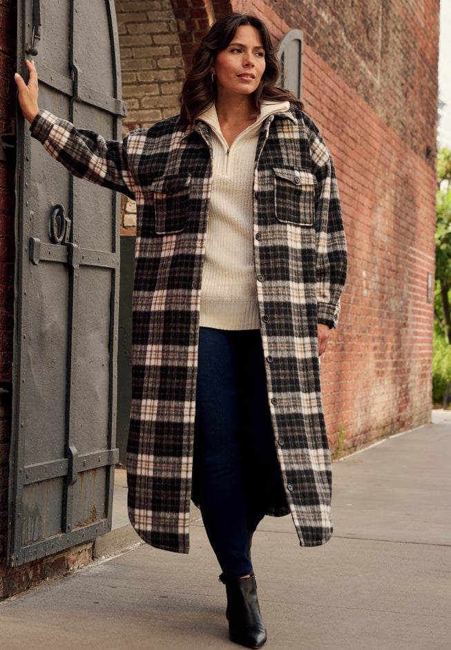 Brushed Long Shirt Jacket image number 1