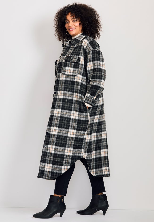 Brushed Long Shirt Jacket image number 4