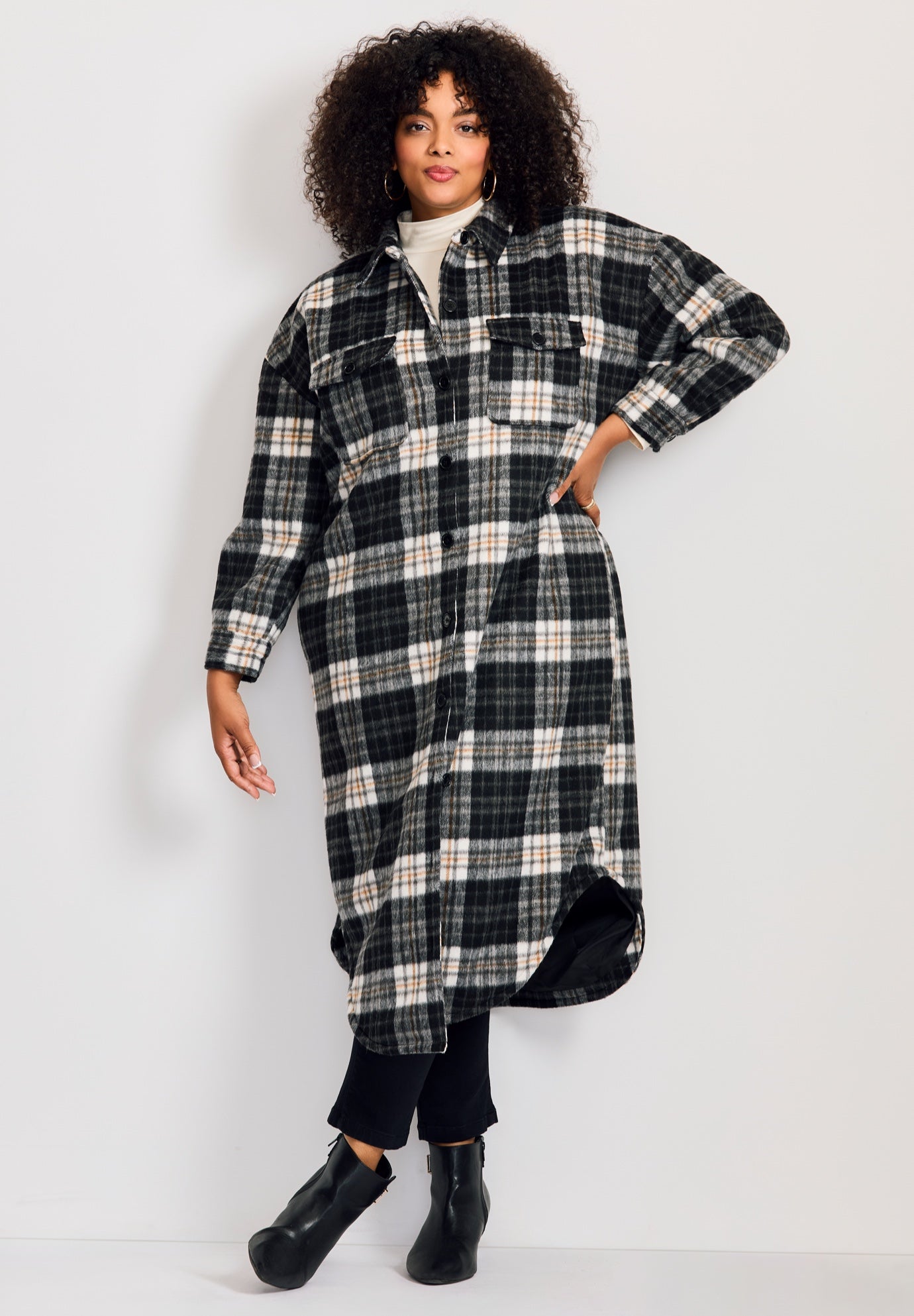 Brushed Long Shirt Jacket image number 5