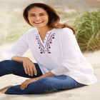 Embroidered Thermal Henley Tee image number 2