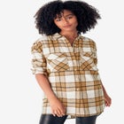 Plaid Button-Front Flannel Tunic image number null