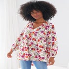 Tiered Tunic With Notch V-Neck image number null