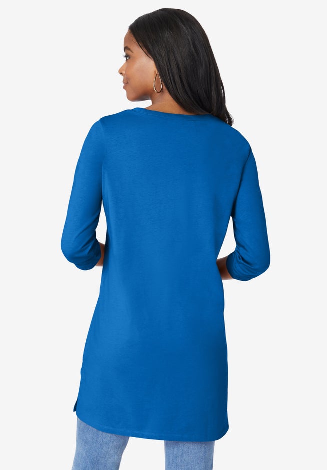 Plus Size Cotton Ultimate Long Sleeve V-Neck Tunic image number 1