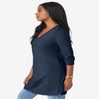 Plus Size Cotton Ultimate Long Sleeve V-Neck Tunic image number null