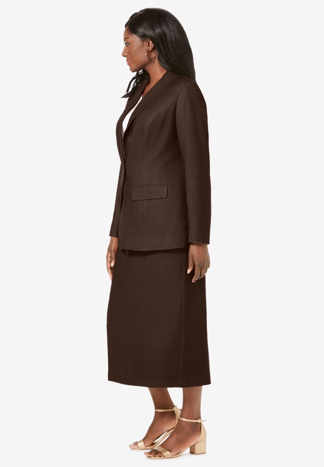 2-Piece Stretch Crepe Single-Breasted Skirt Suit image number 1