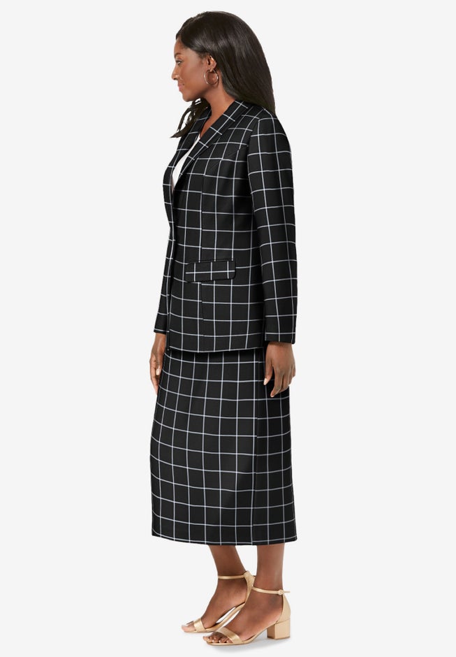 2-Piece Stretch Crepe Single-Breasted Skirt Suit image number 2