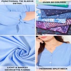 Georgette Buttonfront Tie Sleeve Cafe Blouse image number 5
