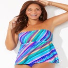 Smocked Bandeau Tankini Top image number null