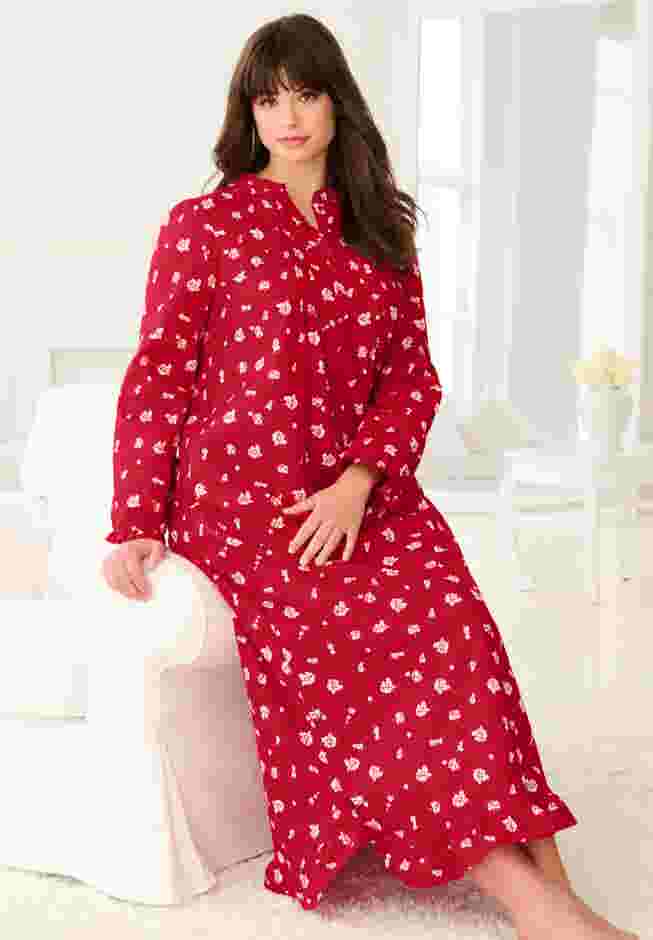 Long Flannel Nightgown  image number 3