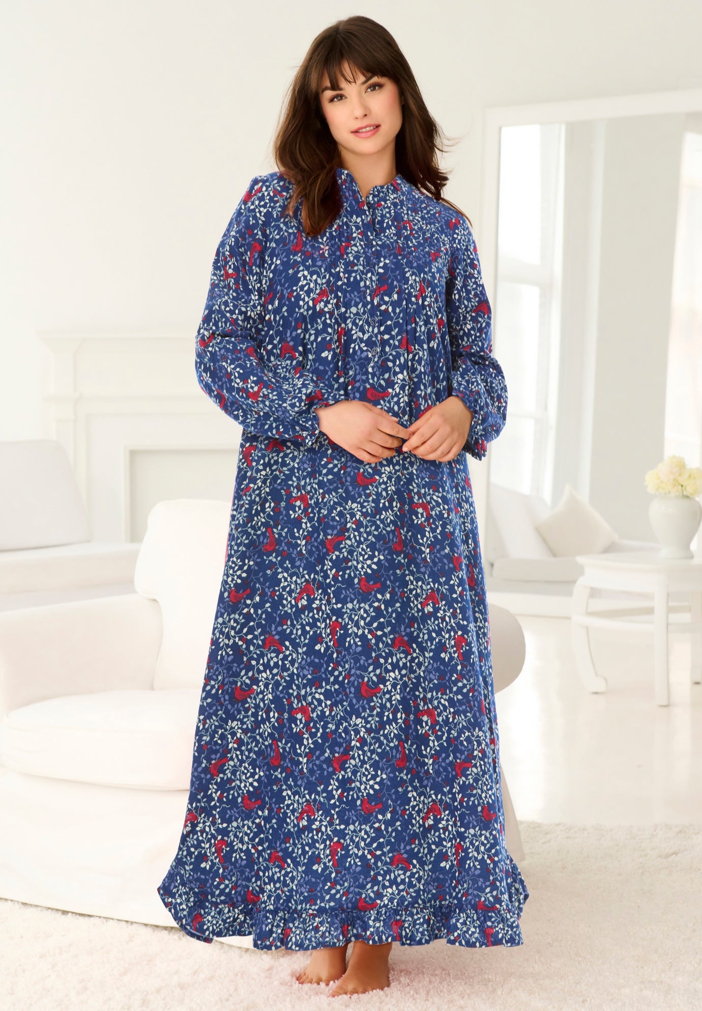 Long Flannel Nightgown  image number 0