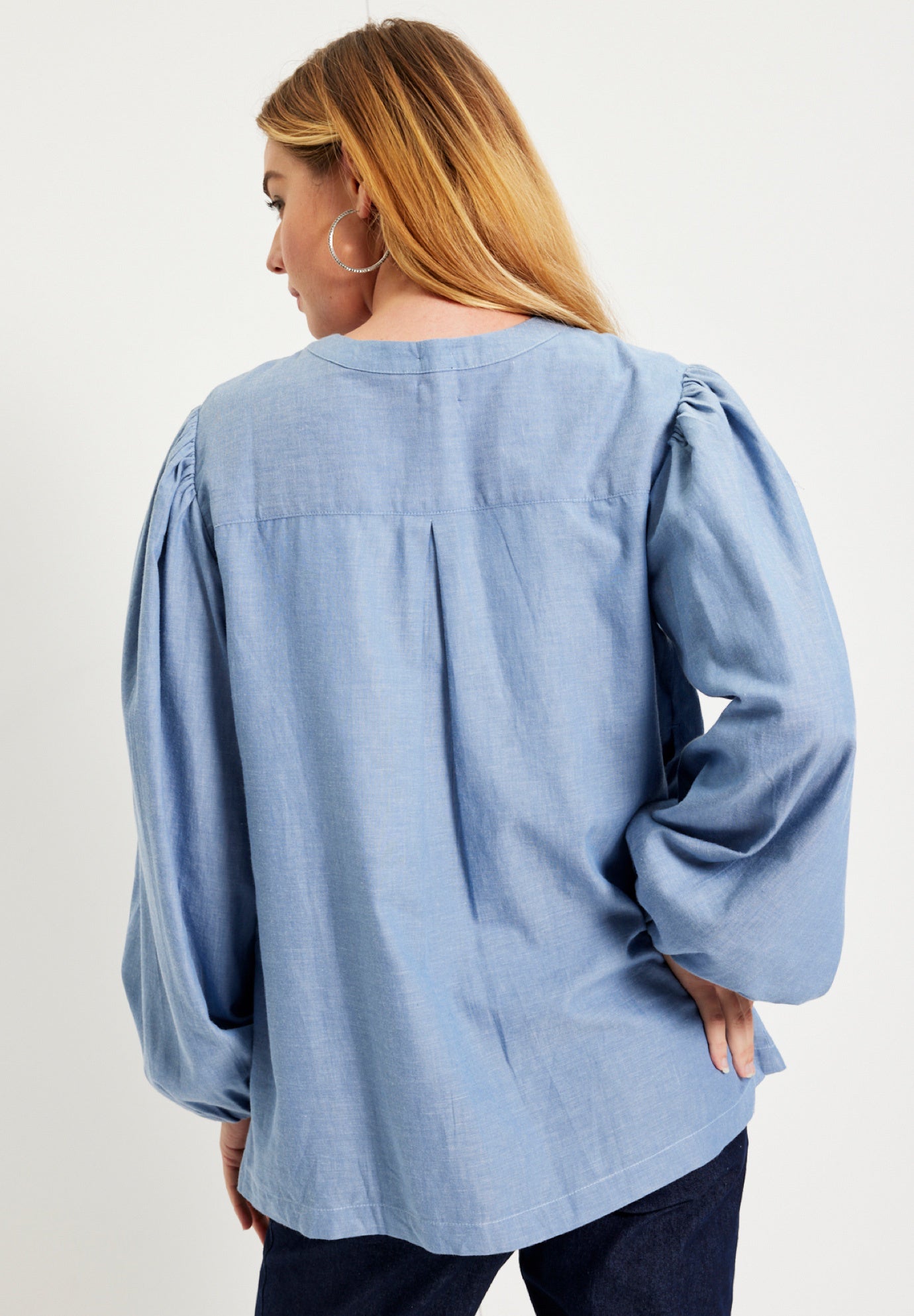 Puff Sleeve Chambray Jacket image number 1