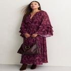 Ruffled Paisley Chiffon Maxi Dress image number 2
