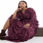 Ruffled Paisley Chiffon Maxi Dress image number 3