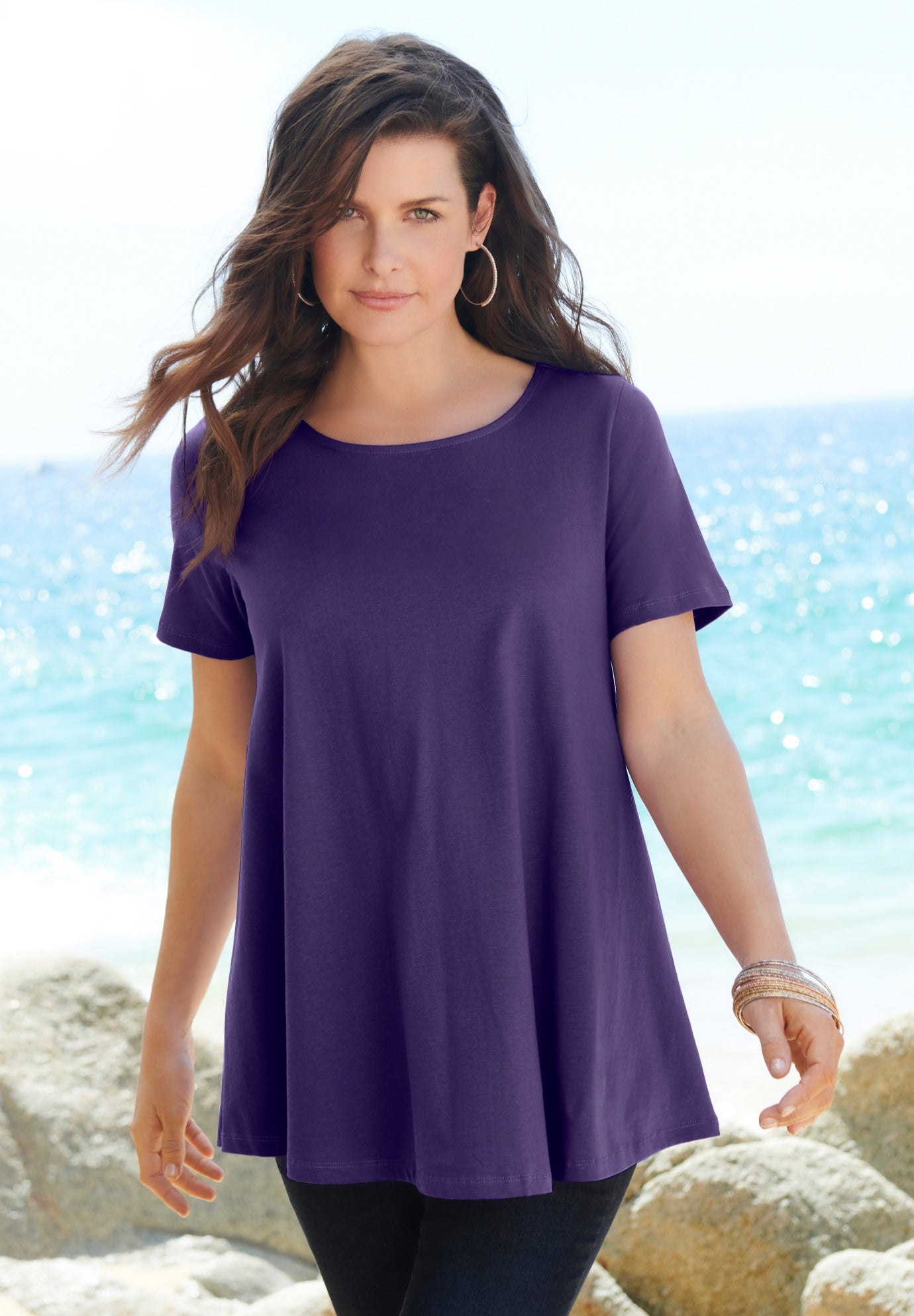 Plus Size Cotton Ultimate Swing Tee with Keyhole Back image number 6