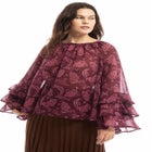 Ruffled Paisley Chiffon Blouse image number null