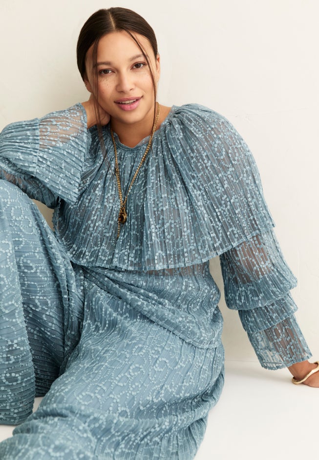 Ruffled Lace Cape Blouse image number 2