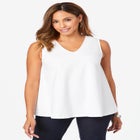 Stretch Cotton V-Neck Trapeze Tank image number null