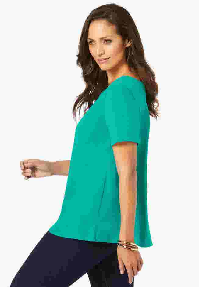 Stretch Cotton Trapeze Tee image number 2