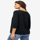 Stretch Knit Scoop Neck 3/4 Sleeve Top image number null