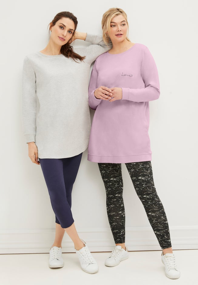 French Terry Sweatshirt Tunic with Shirttail Hem image number 1