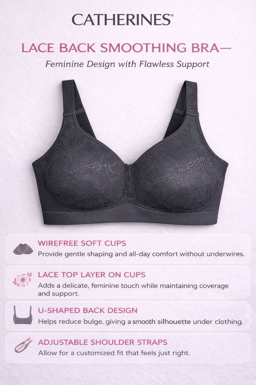 Catherines&reg; Lace Back-Smoothing Bra image number 3