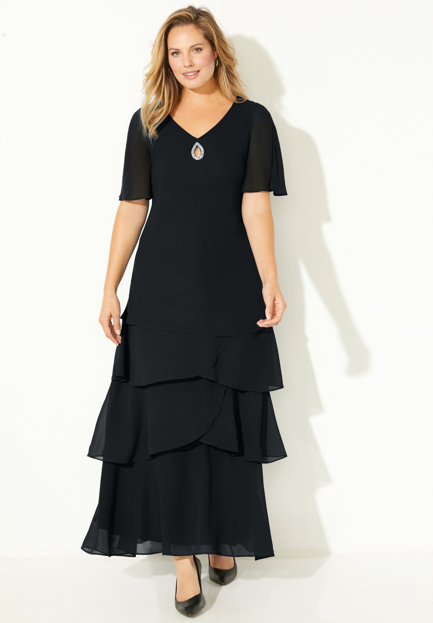 Tiered Chiffon Maxi Dress image number 0
