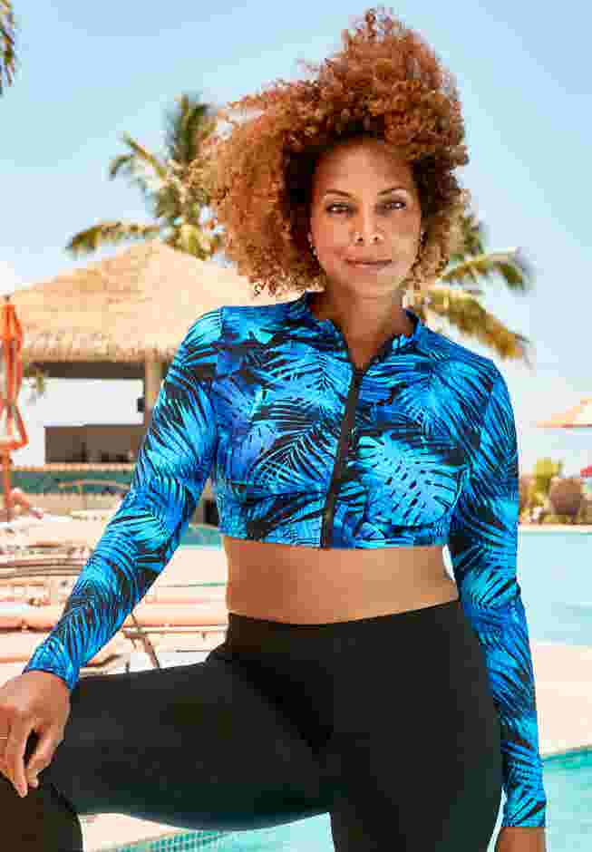Chlorine Resistant Long Sleeved Cropped Zip Tee image number 0